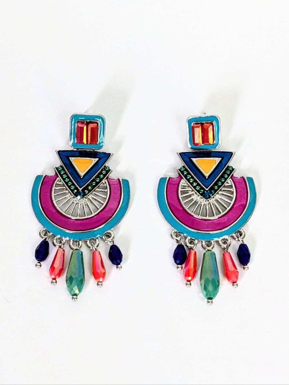 Vibrant Multicolor Geometric Drop Earrings